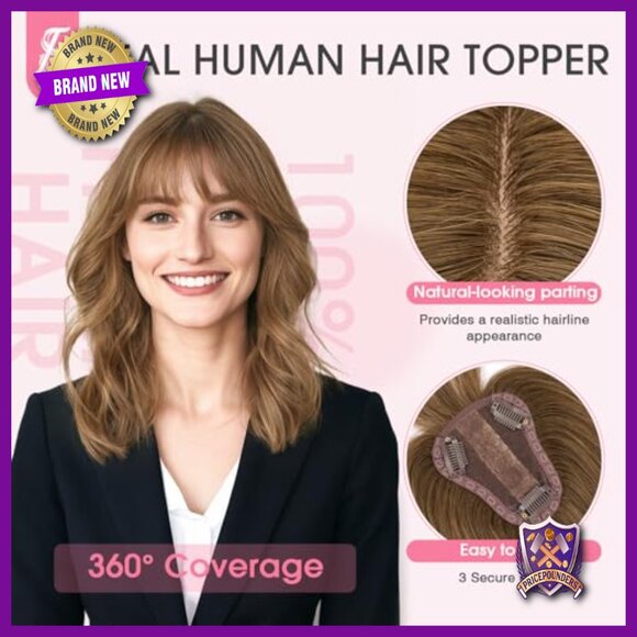 Real Human Hair Topper Clip In Bangs Lace Base 3 Clips 8x10cm main image 5